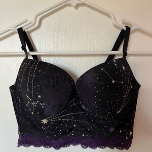 Adore Me Black and Purple Celestial Bra